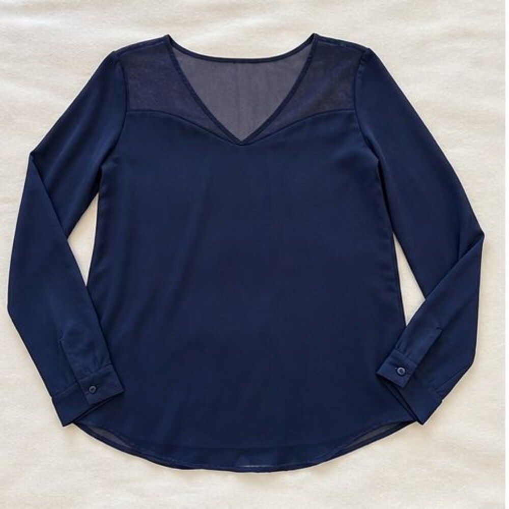 Navy Peplum Top